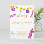 Lila Weihnachtseinladungen Einladung (Stehend Vorderseite)