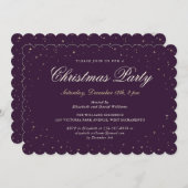 Lila Weihnachtsfeier der Goldstar Einladung (Vorne/Hinten)