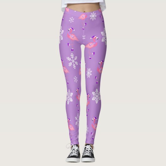 lila Weihnachtsfeier Leggings (Vorderseite)