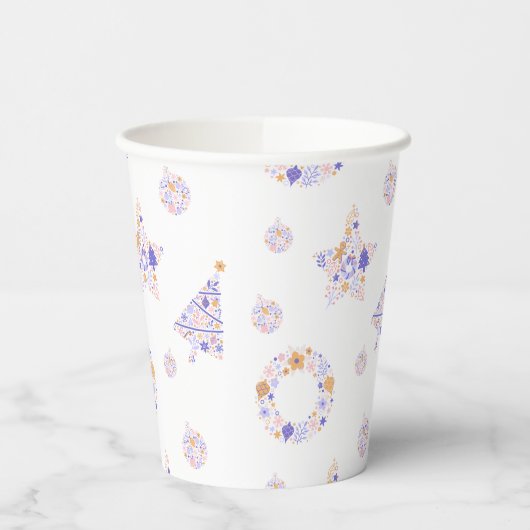 Lila Weihnachtsfeiertage - Set 3 Pappbecher (Links)