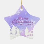 Lila Weihnachtsfest im Weißen Schnee Keramik Ornament (Vorne)