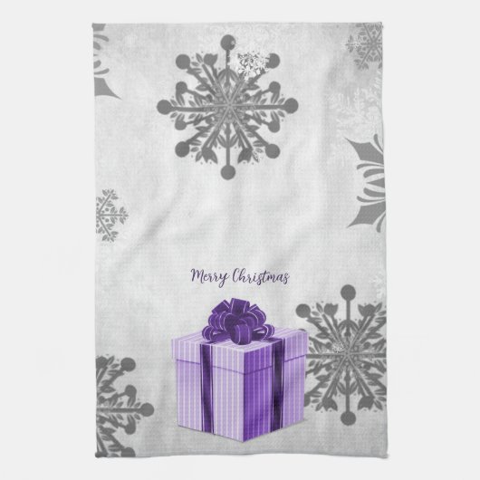 Lila Weihnachtsgeschenk Ferienhaus Küchentuch (Vertikal)