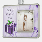 Lila Weihnachtsgeschenk Gerahmte Ornamente Rahmen-Ornament Silber (Links)