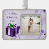 Lila Weihnachtsgeschenk Gerahmte Ornamente Rahmen-Ornament Silber (Vorderseite)