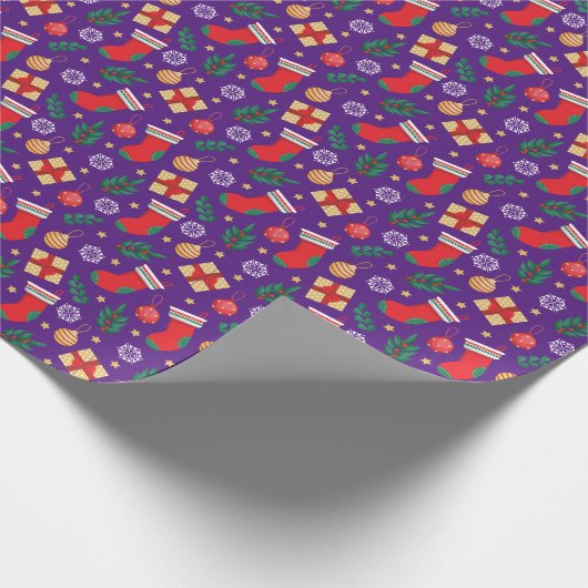 Lila Weihnachtsgeschenk Geschenkpapier (Ecke)