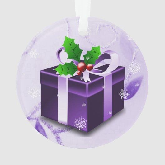 Lila Weihnachtsgeschenk Ornament (Rückseite)