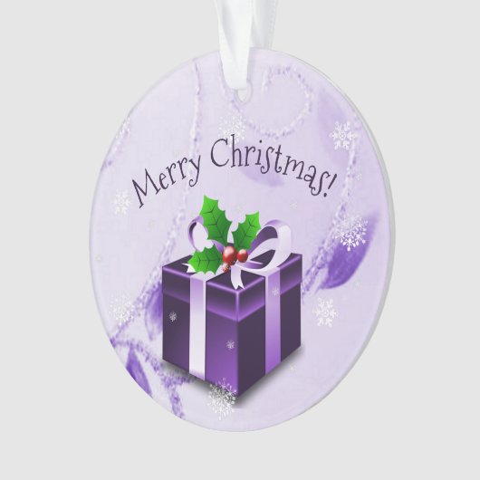 Lila Weihnachtsgeschenk Ornament (Vorderseite)