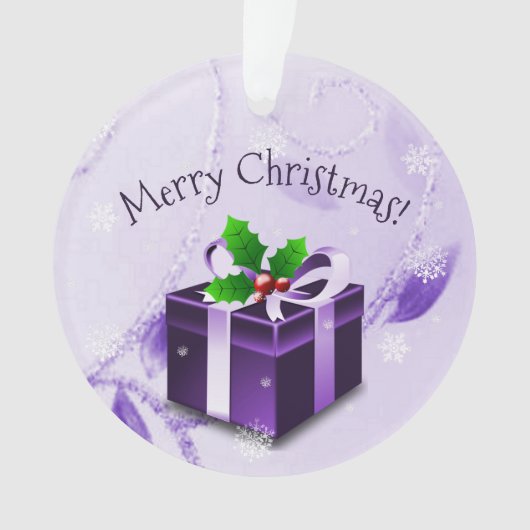 Lila Weihnachtsgeschenk Ornament (Vorderseite)