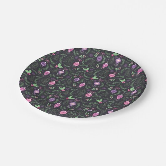 Lila Weihnachtsgeschenk Pappteller (Schrägansicht)