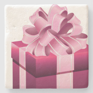 Lila Weihnachtsgeschenk Rosa Band Steinuntersetzer