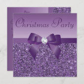 Lila Weihnachtsgeschenk - Sequins & Diamond Party Einladung (Vorne/Hinten)