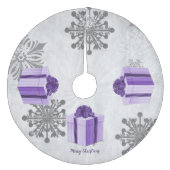 Lila Weihnachtsgeschenk Treppenhaus Fleece Weihnachtsbaumdecke (Vorderseite)
