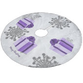 Lila Weihnachtsgeschenk Treppenhaus Fleece Weihnachtsbaumdecke (Schrägansicht)