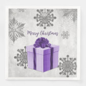 Lila Weihnachtsgeschenk Urlaubspapier Napkin Serviette (Vorderseite)
