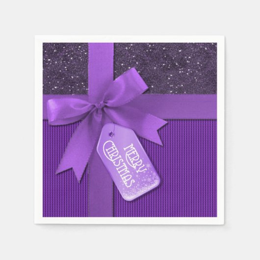 Lila Weihnachtsgeschenk von Ribbon Napkins Serviette (Vorderseite)