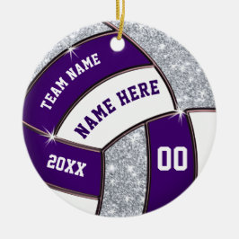 Lila Weihnachtsgeschenke für Volleyballspieler, Keramik Ornament