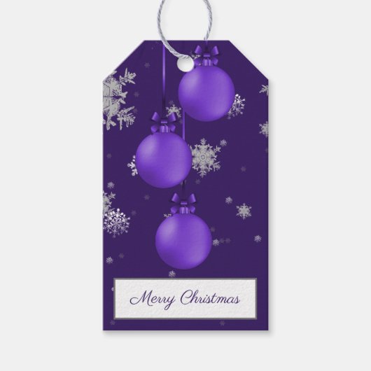 Lila Weihnachtsgeschenke Tag Geschenkanhänger (Vorderseite)