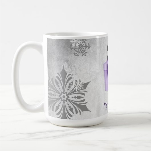 Lila Weihnachtsgeschenke Tasse (Links)