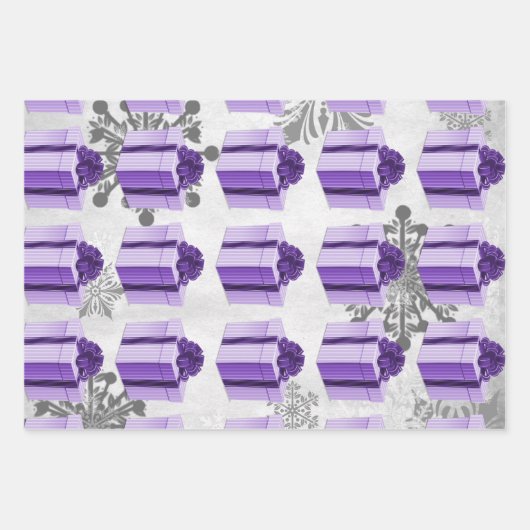 Lila Weihnachtsgeschenkpapier Geschenkpapier Set (Vorderseite 2)