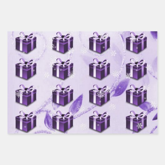 Lila Weihnachtsgeschenkpapier Geschenkpapier Set (Vorderseite 3)