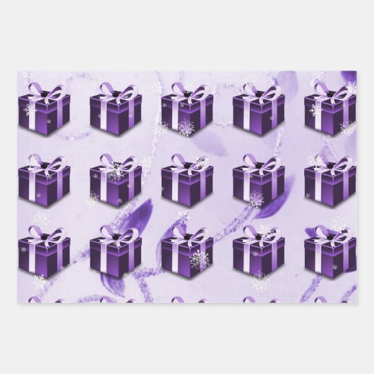 Lila Weihnachtsgeschenkpapier Geschenkpapier Set (Vorderseite 2)