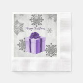 Lila Weihnachtsgeschenkpapier Napkin Serviette (Vorderseite)