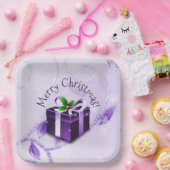 Lila Weihnachtsgeschenkpapier Pappteller (Party)