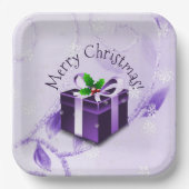 Lila Weihnachtsgeschenkpapier Pappteller (Vorderseite)