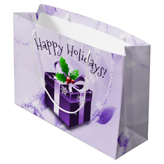 Lila Weihnachtsgeschenktasche Große Geschenktüte (Rückseite Schrägansicht)