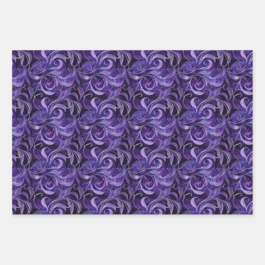 Lila Weihnachtsgeschmack Silberakzent Geschenkpapier Set (Vorderseite 3)