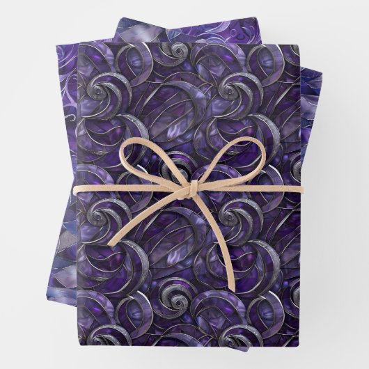 Lila Weihnachtsgeschmack Silberakzent Geschenkpapier Set (Beispiel)