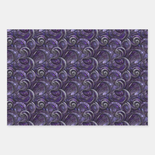 Lila Weihnachtsgeschmack Silberakzent Geschenkpapier Set (Vorderseite)