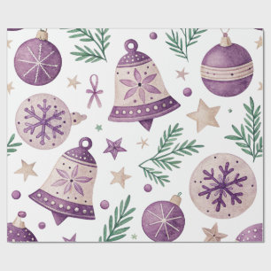 Lila Weihnachtsglocken Geschenkpapier Rolle – 4,5
