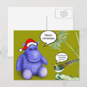 Lila Weihnachtshippo Feiertagspostkarte (Vorne/Hinten)