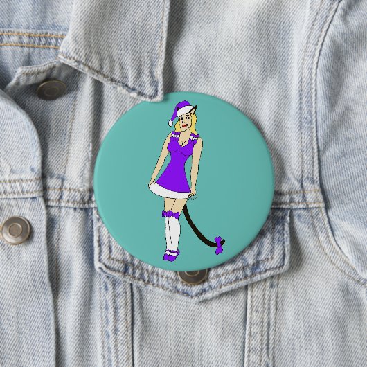 Lila Weihnachtskater Button (Beispiel)