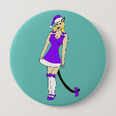 Lila Weihnachtskater Button (Vorderseite)