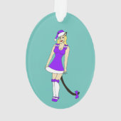 Lila Weihnachtskater Ornament (Rückseite)