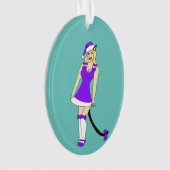 Lila Weihnachtskater Ornament (Vorderseite)