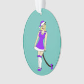 Lila Weihnachtskater Ornament (Vorderseite)