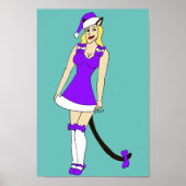 Lila Weihnachtskater Poster (Vorne)