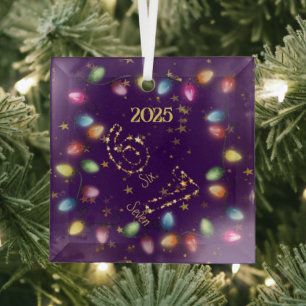 Lila Weihnachtslichterkette Goldener Stern 6 7 Ornament Aus Glas