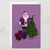 Lila Weihnachtsmann Briefpapier (Vorne/Hinten)