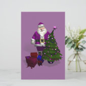 Lila Weihnachtsmann Briefpapier (Stehend Vorderseite)