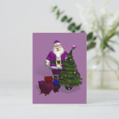 Lila Weihnachtsmann Feiertagspostkarte (Stehend Vorderseite)