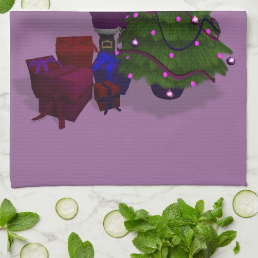 Lila Weihnachtsmann Handtuch (Gefaltet)