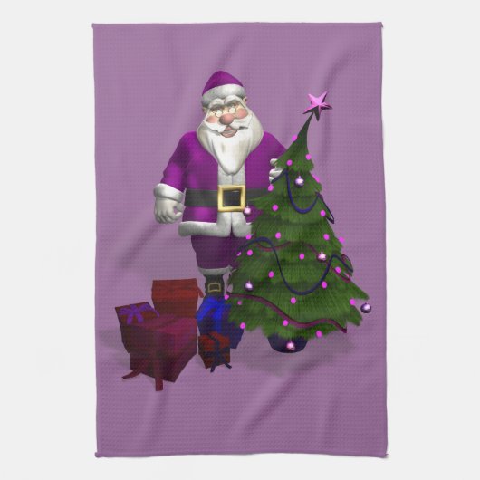 Lila Weihnachtsmann Handtuch (Vertikal)