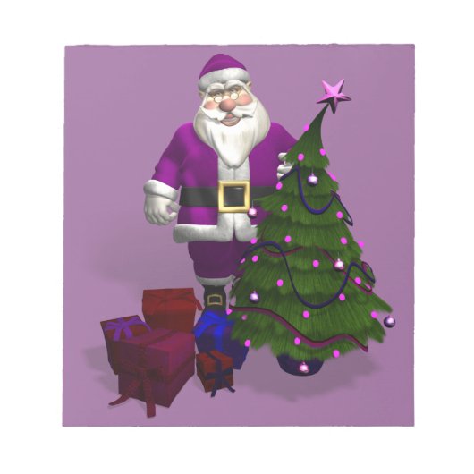 Lila Weihnachtsmann Notizblock (Vorderseite)