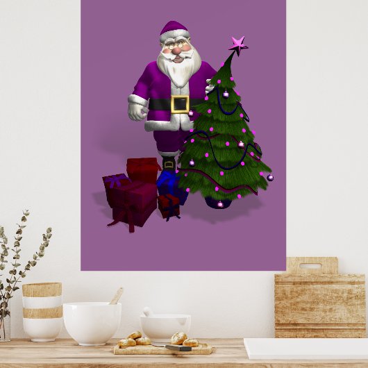 Lila Weihnachtsmann Poster (Küche)