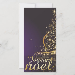 Lila Weihnachtsmotiv mit goldenem Weihnachtsbaum Feiertagskarte