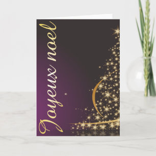 Lila Weihnachtsmotiv mit goldenem Weihnachtsbaum Karte